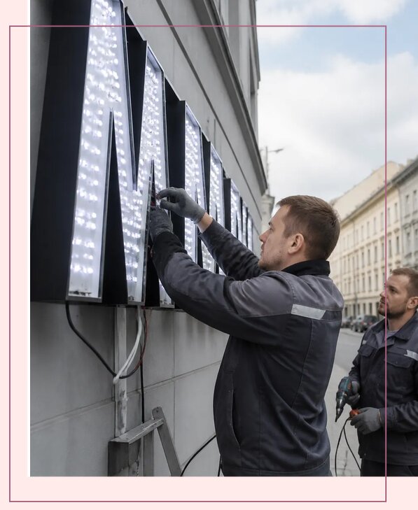 Изготовление и монтаж светодиодных LED вывесок в Устях-Лабинске